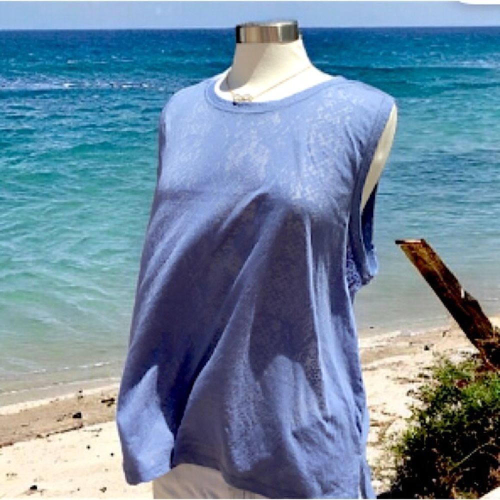 BURN OUT TANK TOP WOMEN SIZE 3XL BLUE COLOR